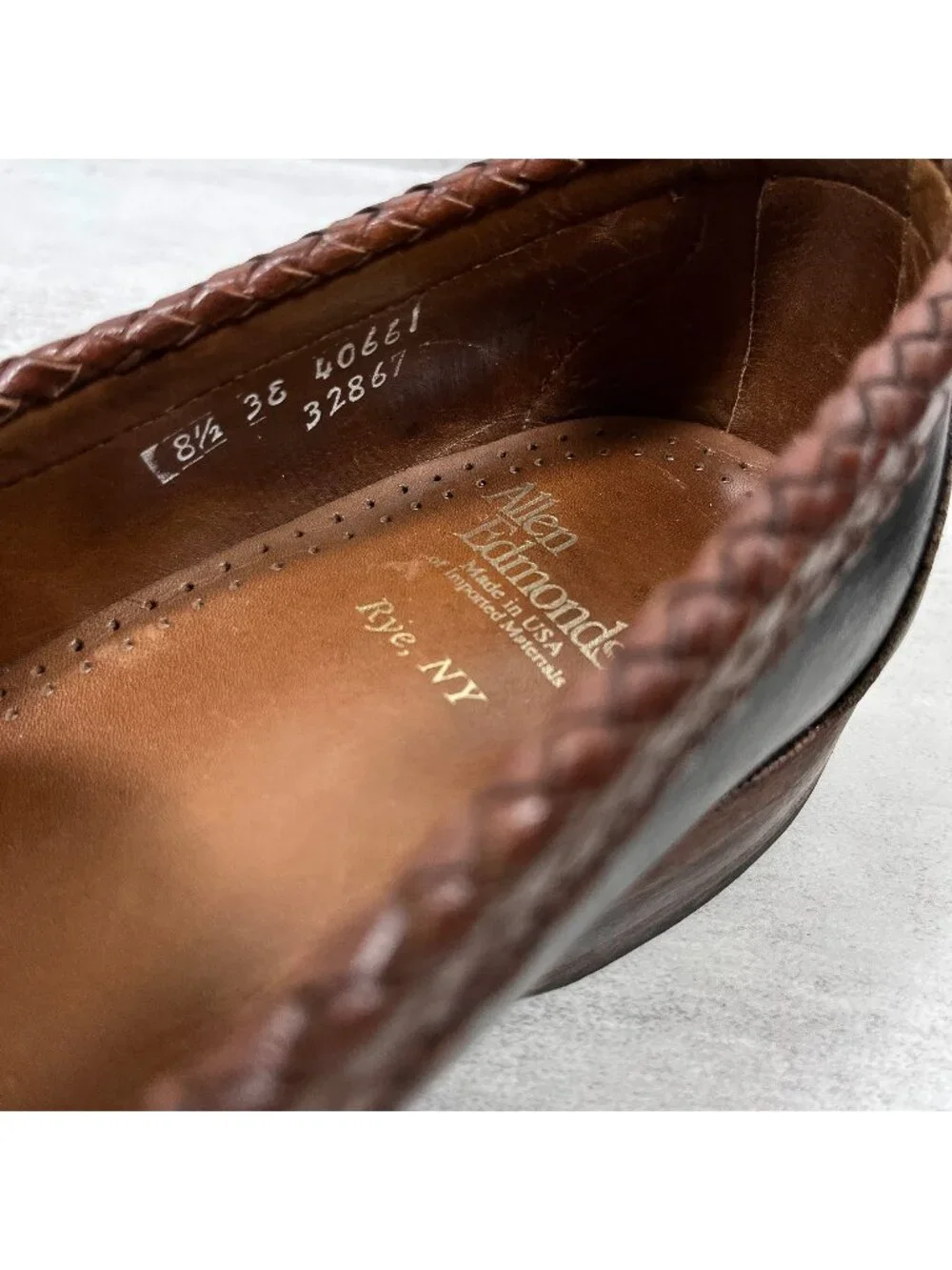 Allen Edmonds Rye NY Braided Penny Loafers - Men's Size 8.5 3E Wide